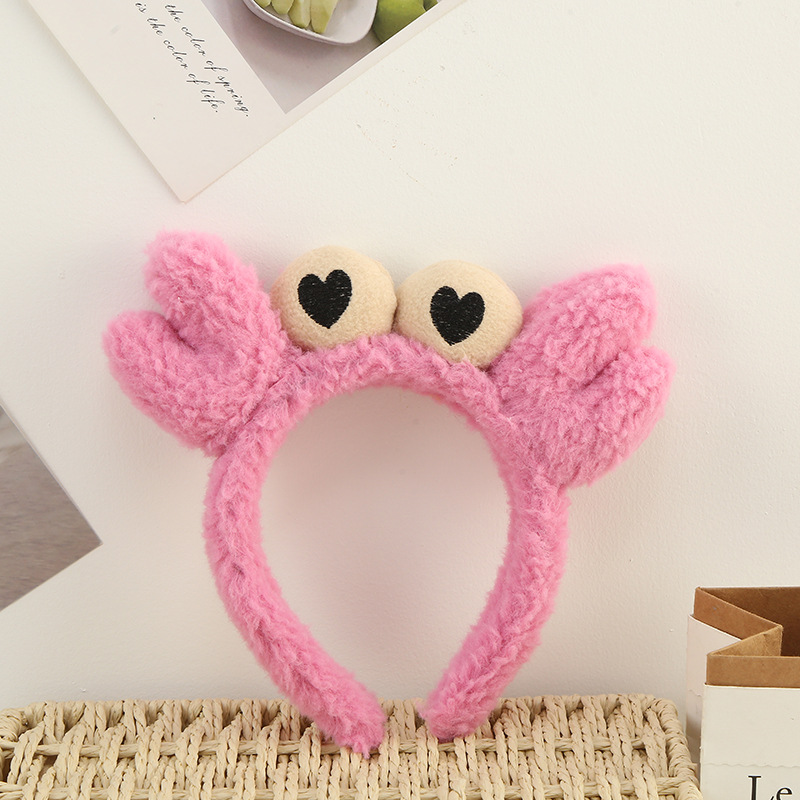 Internet Hot New Cute Crab Face Wash Hair Bands Cartoon Hair Fixer Lamb Wool Headband Wind out Hairpin Wholesale