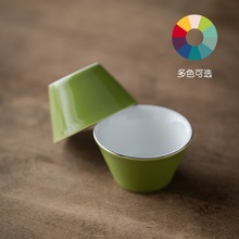 纯色品茗杯描白金功夫茶具陶瓷单杯家用简约风喝茶杯子小号多颜色