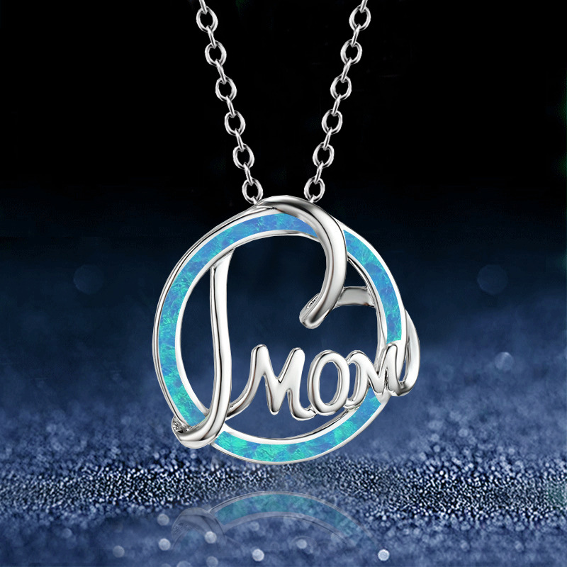 速卖通跨境仿蓝澳宝mom圆形项链女 欧美简约个性母亲节礼物 饰品