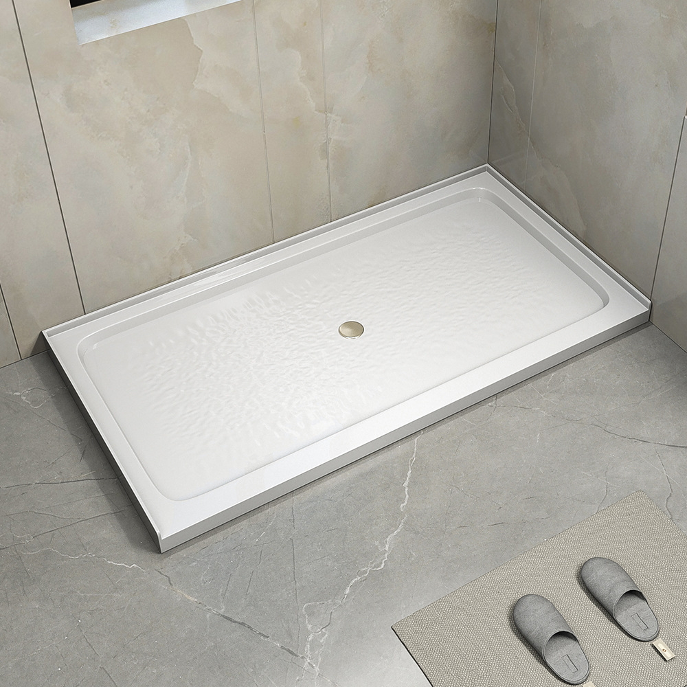 亚克力淋浴盆家用卫生间防滑简易长方形淋浴房底座底盆高盆白色