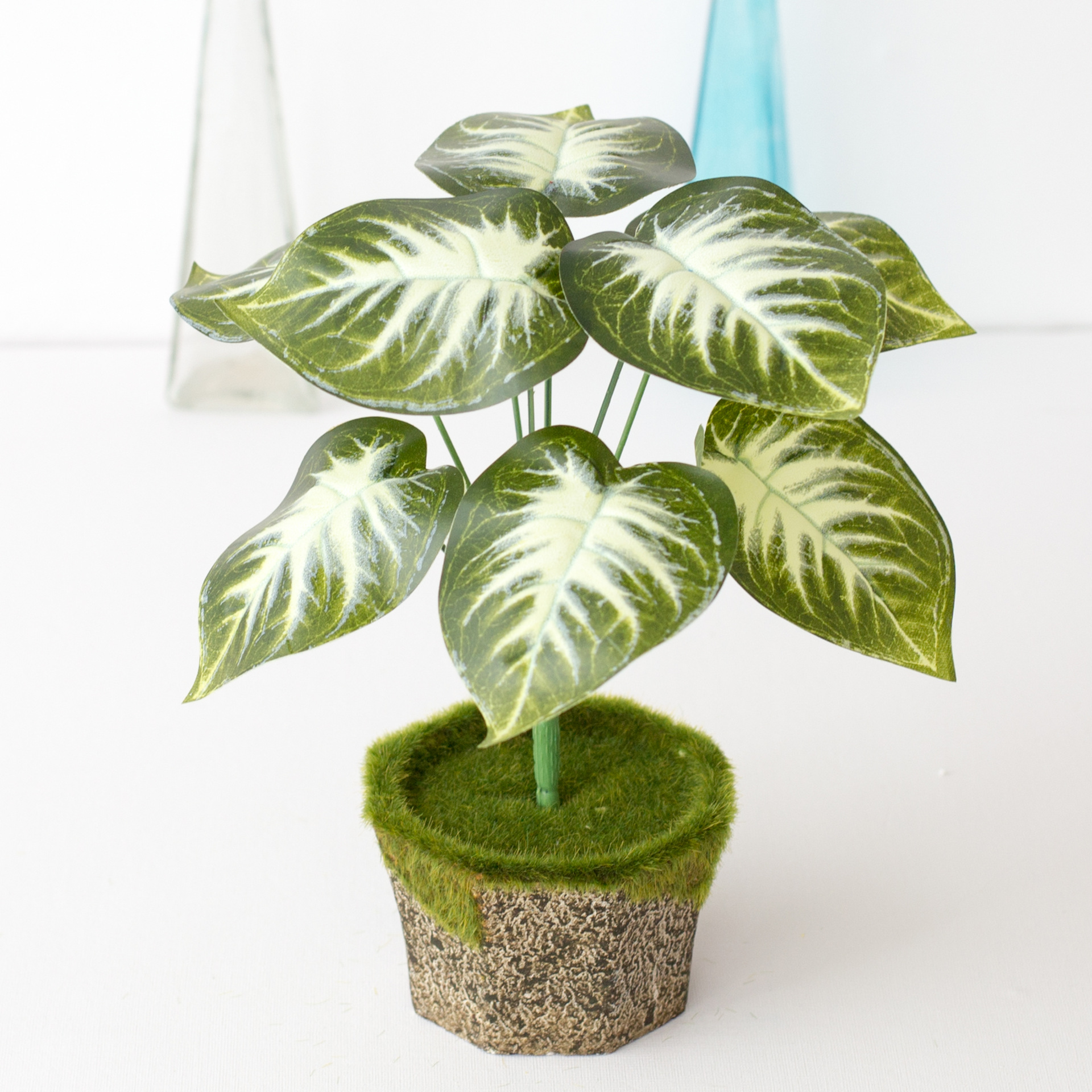 仿真盆栽植物仿真花纸浆叶仔盆景 居家装饰盆景绿植创意绿植摆件