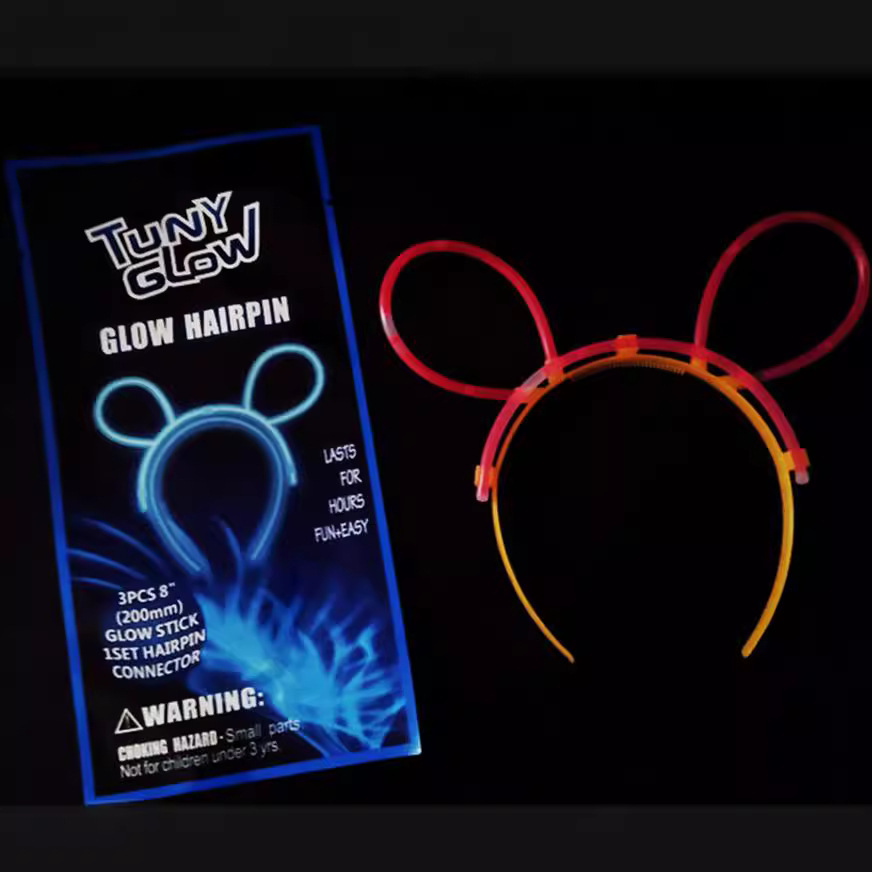 Christmas Gift Fine Packaging Luminous Headband Mickey Mouse Cute Rabbit-Shaped Fluorescent Hairpin Headband