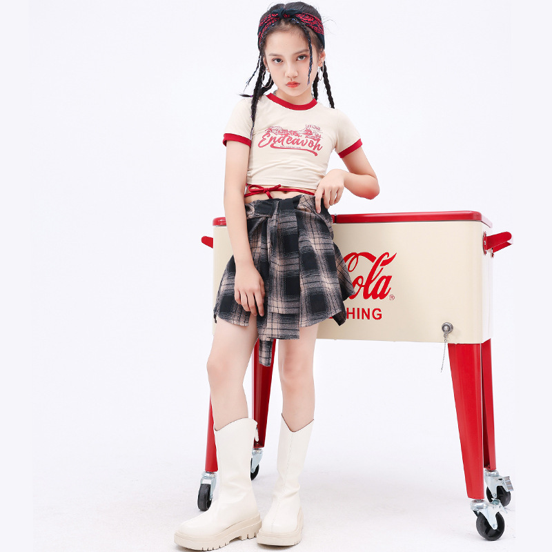 儿童爵士舞演出服装女童走秀时髦裙裤套装少儿舞蹈演出潮服女孩夏