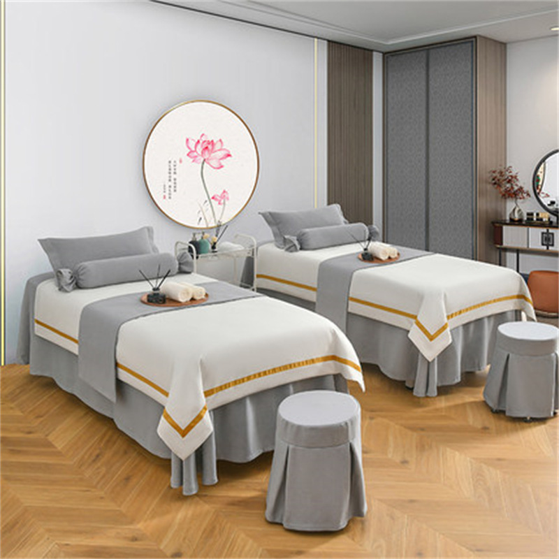 美容床罩四件套新款高档美容院中式轻奢风头疗按摩床床罩批发