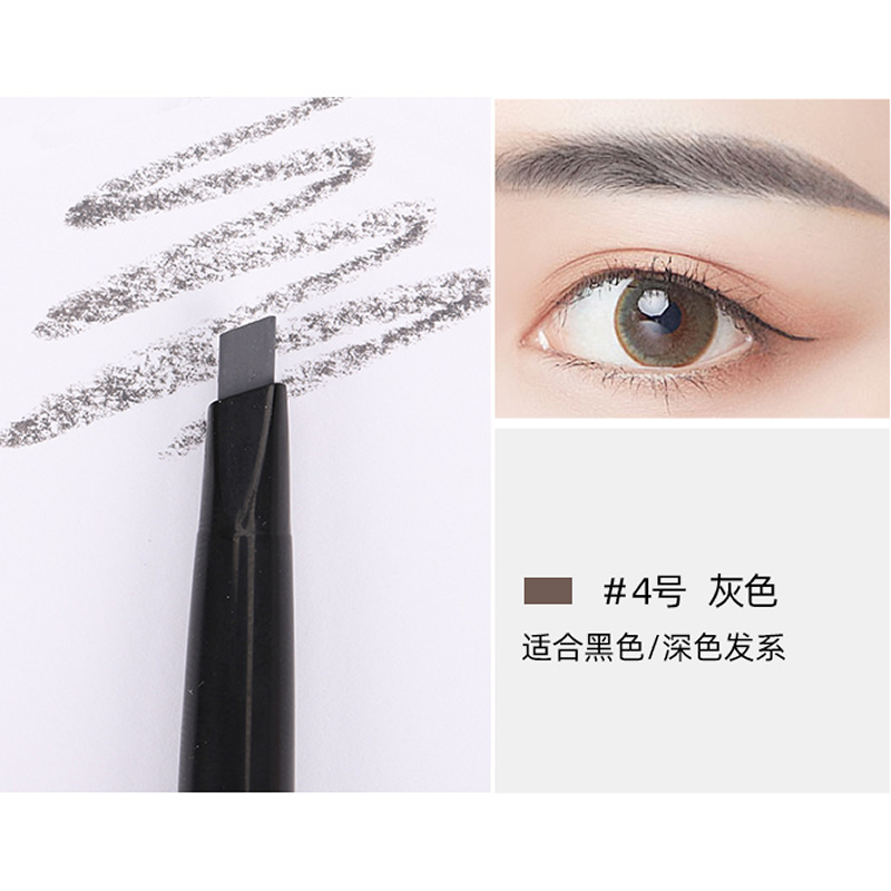 Factory Direct Sales Double-Headed Eyebrow Pencil Dual-Purpose Automatic Waterproof Rotation Sweatproof with Brush Double-Headed Rotate Eyebrow Pencil Eyebrow Pencil with Plastic Seal