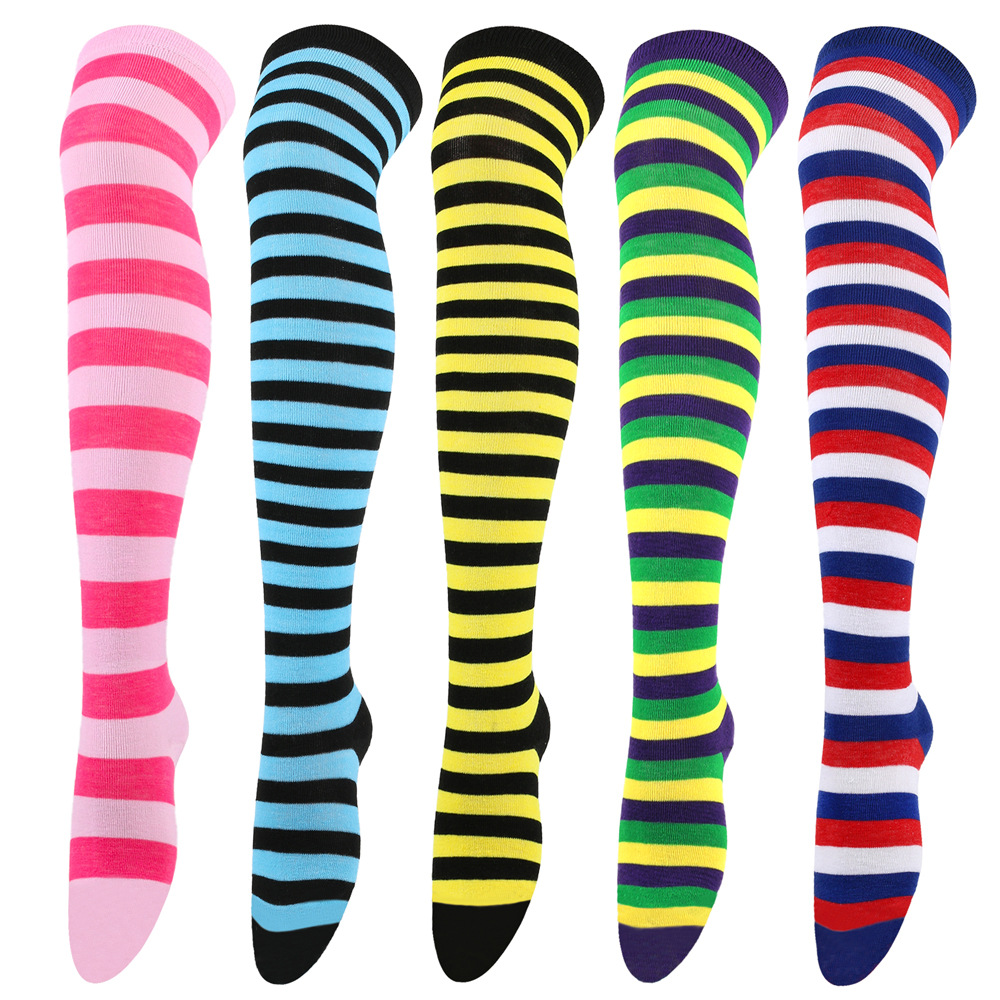 Cross-Border Stripes Stockings Women's Japanese Knee Socks Thigh Socks Cosplay Anime Party Women's Socks