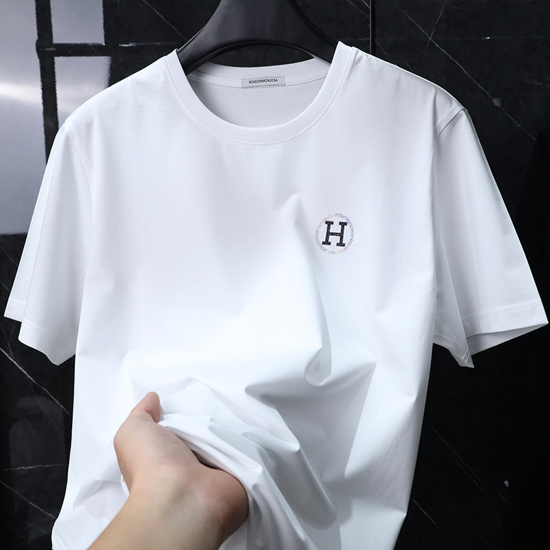 欧洲站潮牌短袖t恤男小h字母小清新潮流半袖明星网红同款休闲半袖