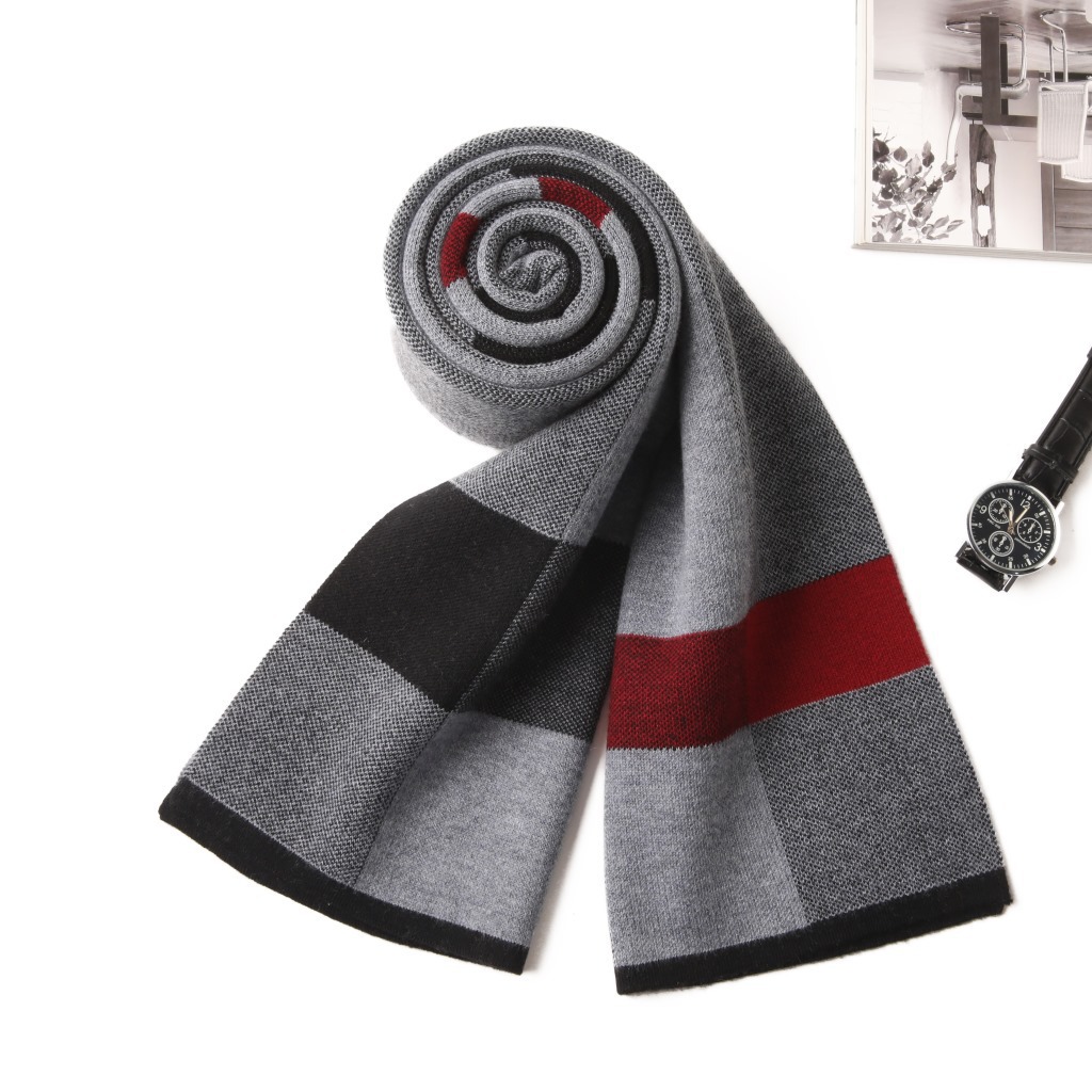 男士羊毛围巾男2021冬季百搭加厚针织羊绒围脖生日礼物批发