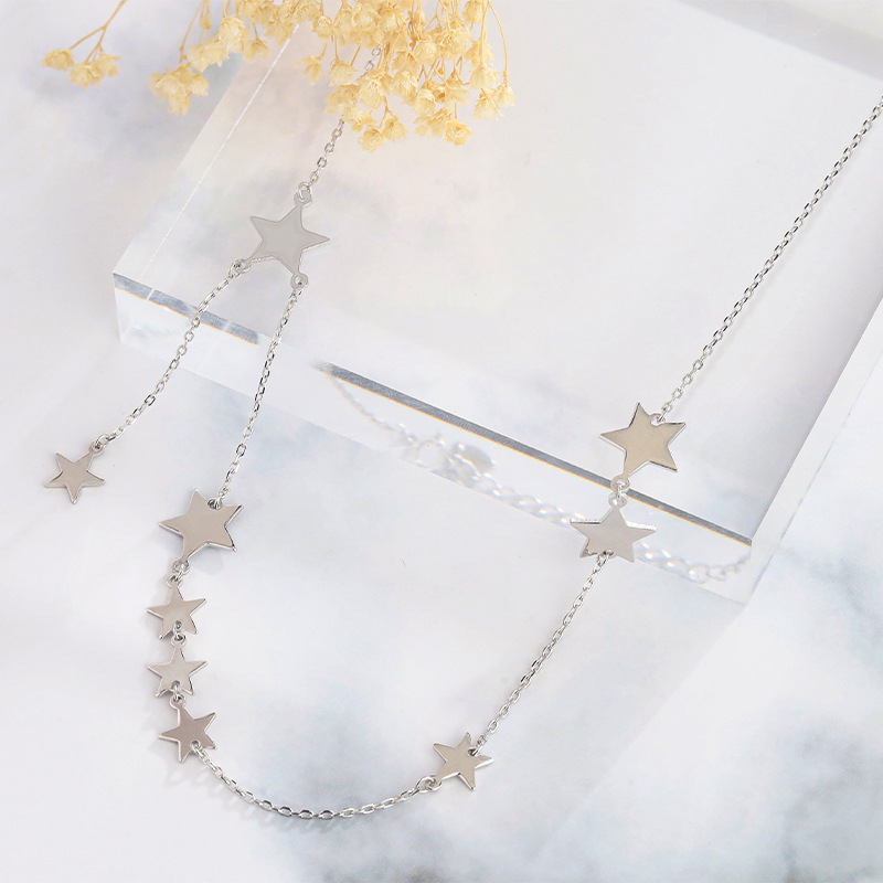 宸琪s925银流星雨项链女轻奢时尚ins冷淡风气质五角星锁骨链颈链