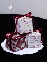 紫色喜糖盒INS结婚送礼盒子空盒法式感小众糖袋网红ins风套装