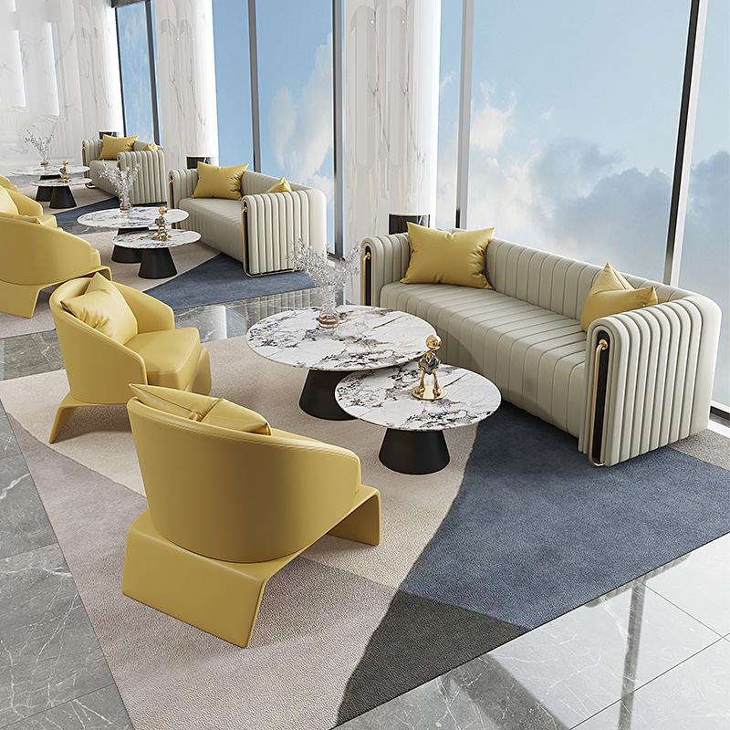 售楼处部洽谈区沙发简约现代酒店大堂接待沙发卡座休闲桌椅式组合