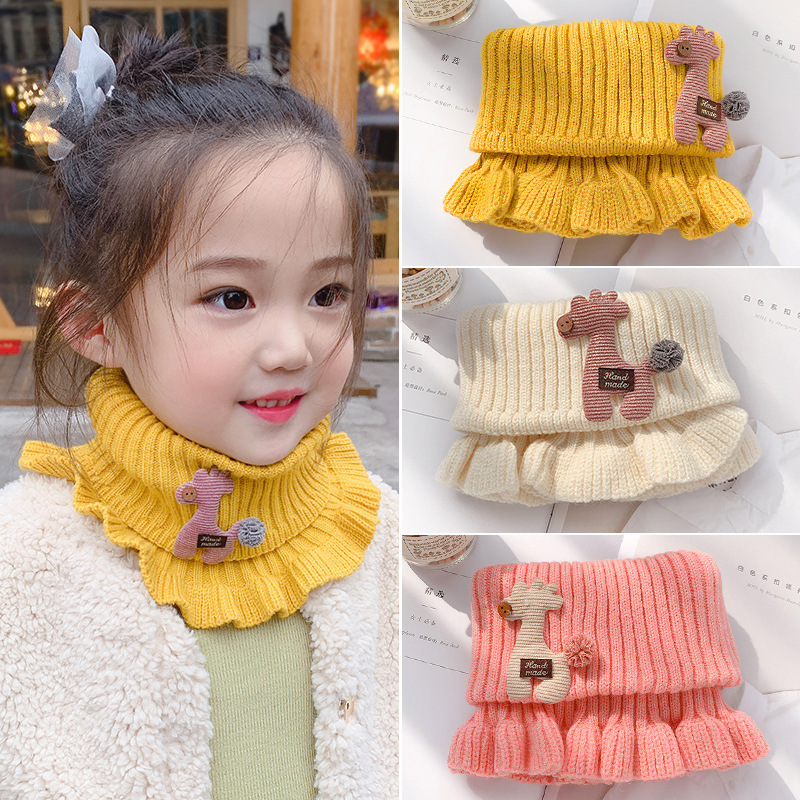 Neck Cartoon Knitted Scarf Thermal and Windproof Baby Shawl Fake Collar Bandana Trendy New Autumn and Winter Children's Circumference