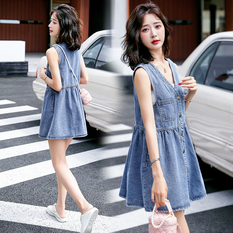 【实体批发】无袖牛仔背心裙女小个子显高连衣裙新款网红盐系穿搭