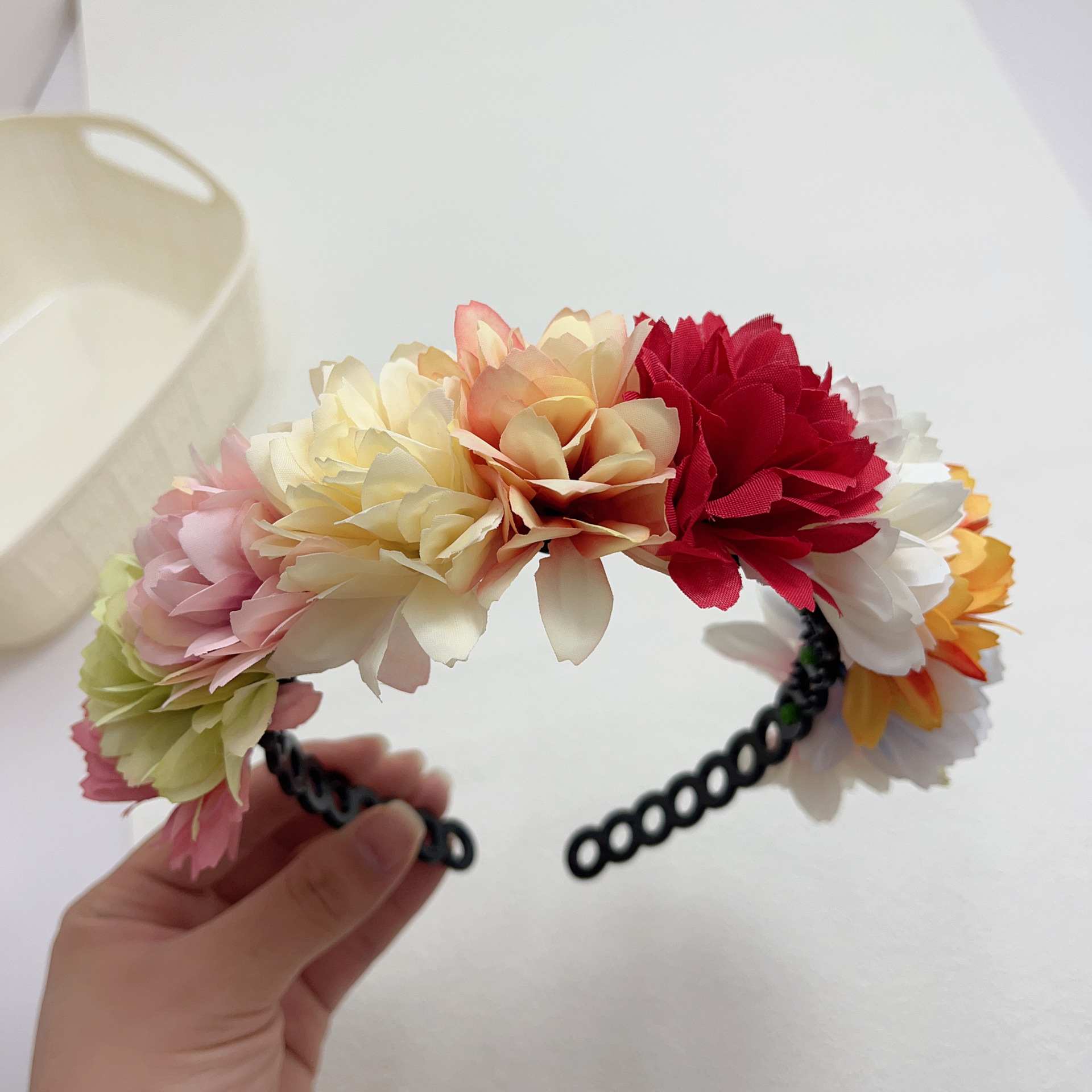 新款跨境创意款仿真花发箍新娘海边度假花环发带头饰头箍现批发