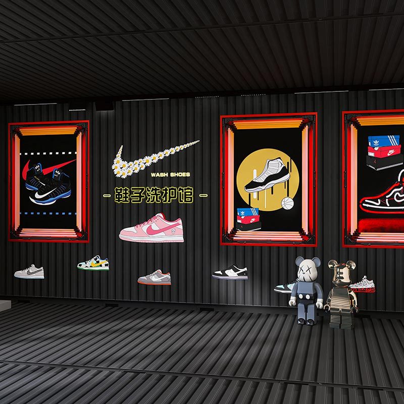 3d工业风集装箱墙纸网红拍照潮牌服装鞋店直播间工作室背景墙壁纸