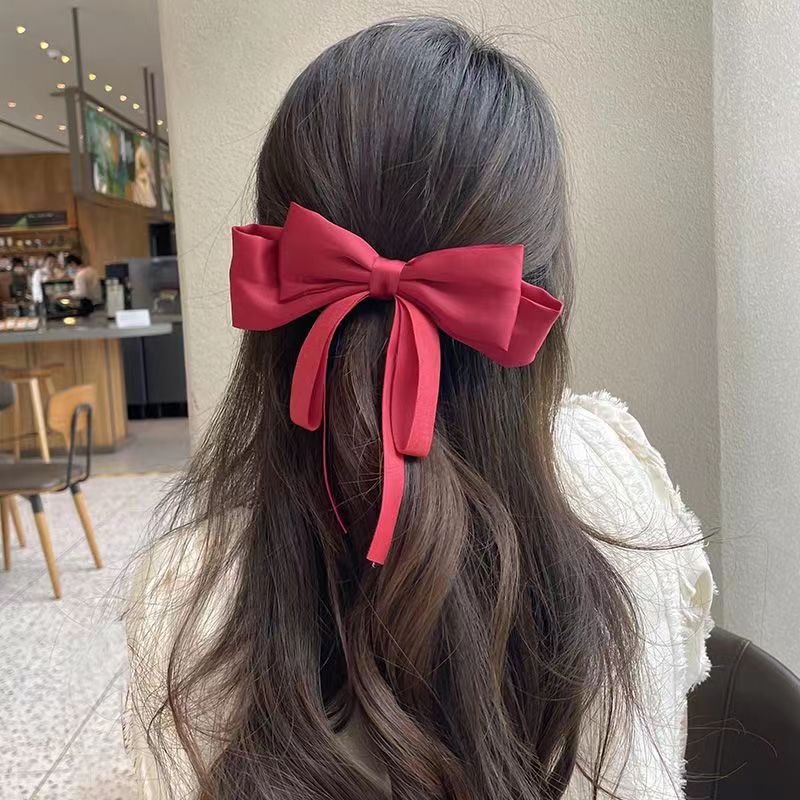 Black Ribbon Bow Barrettes Internet Celebrity Korean Style Elegant Elegant Hair Pin Clip Hairware Hair Accessories Head Clip