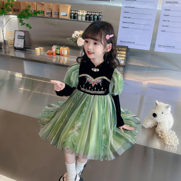 秋季女童安娜公主长袖公主裙秋装童装棉衣服裙子儿童服装公主裙