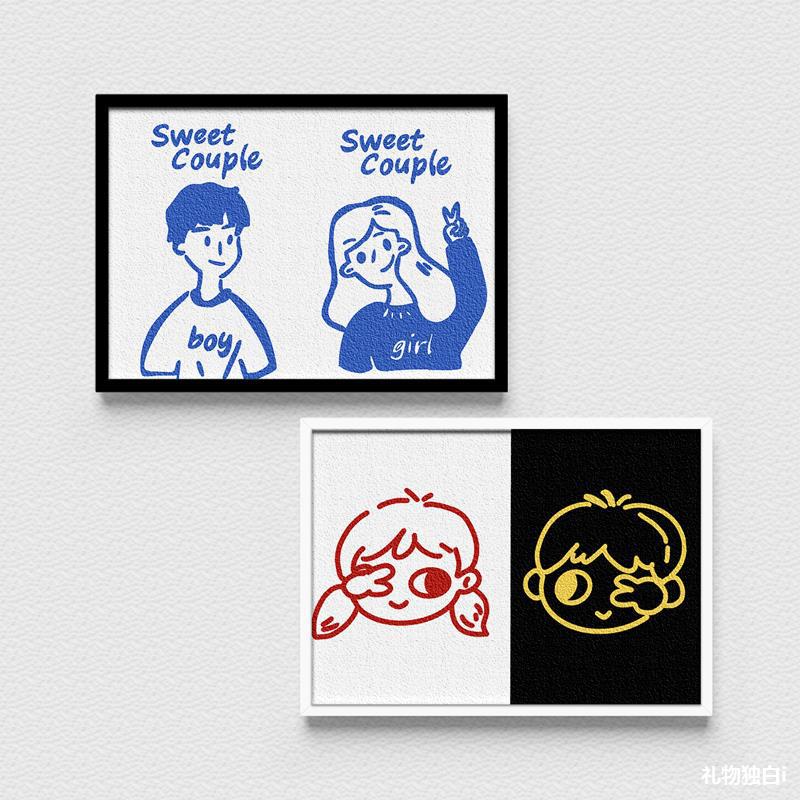 情侣系列 |时匠纸浆画手工diy材料包纪念意义礼物卡通图案装饰画