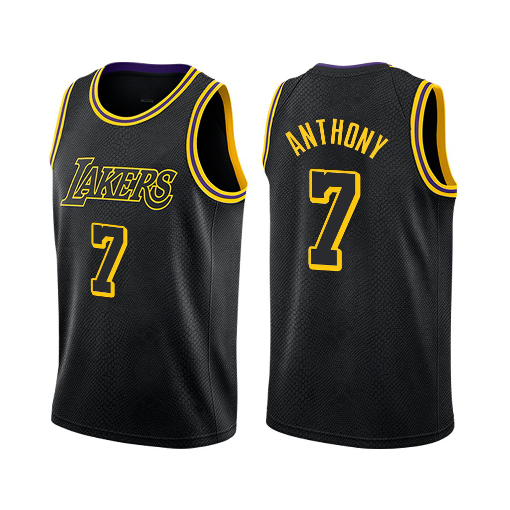 湖人7号安东尼白黄紫黑色22城市版刺绣篮球服nba球衣球裤一件代发