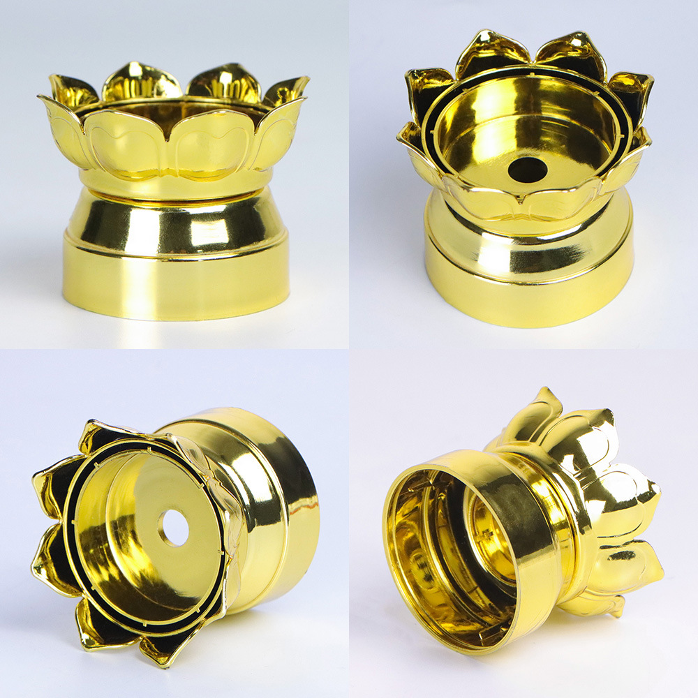 工厂批发塑料蜡烛灯莲花底座供佛配件供奉家用金色电镀仿真烛台