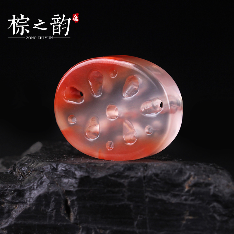 棕之韵天然凉山南红莲藕配饰 冰飘南红藕片背云吊坠路路通挂饰diy