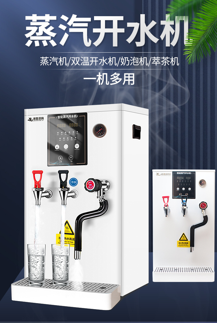 蒸汽奶泡机开水机商用双头冷热通用奶茶店设备全自动电加热蒸汽机