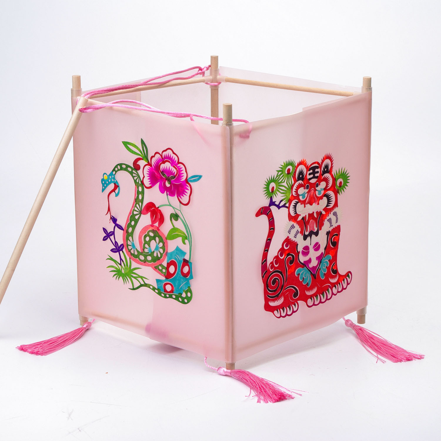 春节新年传统方形儿童手工diy手提灯笼 剪纸花灯 宫灯制作材料包