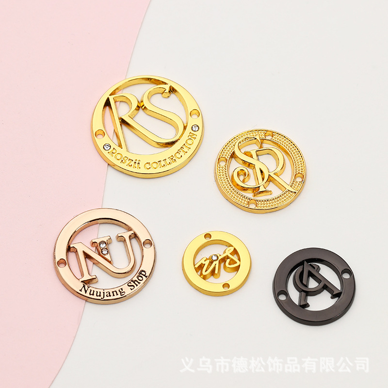 Adjustable Zinc Alloy Stainless Steel Metal Circle Sign Die-Casting Metal Logo Hollow Pants Hardware Decoration Nameplate