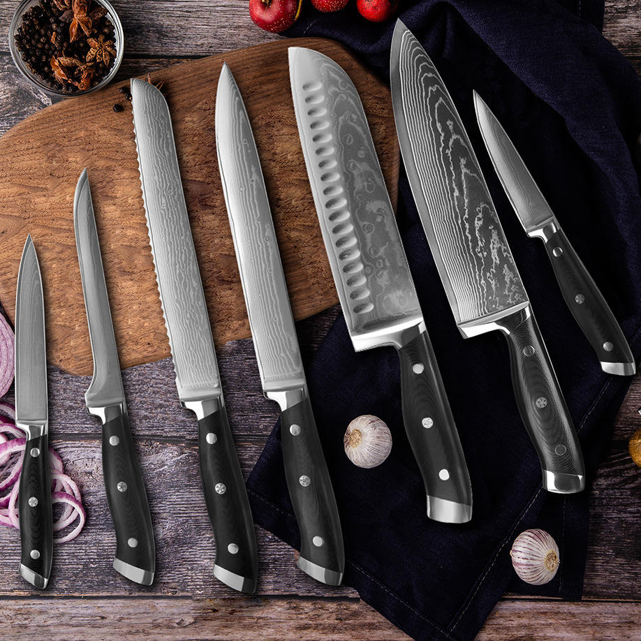 刀具套装 外贸大马士革刀具 不锈钢切肉刀西式厨师刀切菜切片菜刀