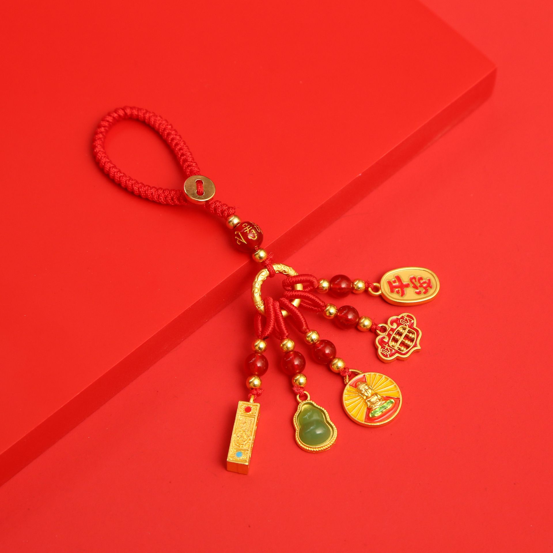 滴油景泰蓝珐琅中式汽车钥匙扣挂件新款古法金国潮包包挂坠小佛祖