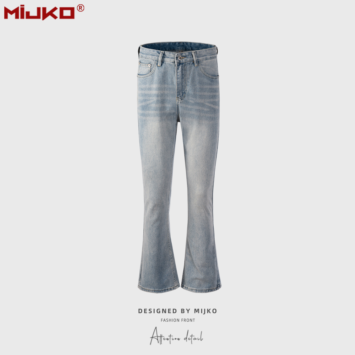 Mijko Women's Clothing Men's Urban Washed Distressed Trousers Men's and Women's Same Two-Color Slightly Brushed White High Street Fashion Jeans