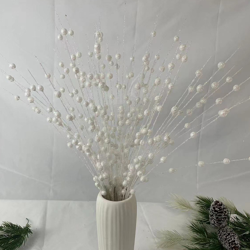 Christmas Decoration Gold Powder Berry Ball Handle Bundle 12 Fork Beading Stick Glow Stick Flower Rattan Artificial Glitter Stem Ornament