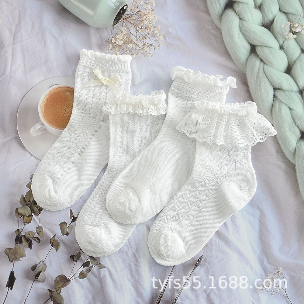 夏款女童花边袜卢米亚儿童短袜韩系网眼公主棉袜学生节日白袜子