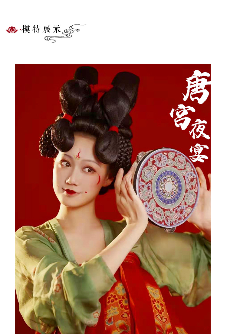 一件代发唐宫夜宴古装造型唐风春晚演出同款古风一体发包发髻造型