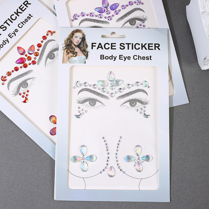 new chest paste acrylic diamond paste gem stickers music festival ornament stick-on crystals light europe and america creative face pasters factory direct sales