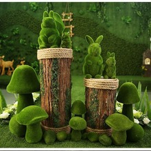 茉峰春季美陈苔藓蘑小兔子仿真动物森林主题绿植摆件橱窗装饰场景