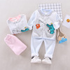 [Clever Prince]Autumn Plush keep warm Underwear suit Cardigan buckle Boy suit Female baby Pyjamas