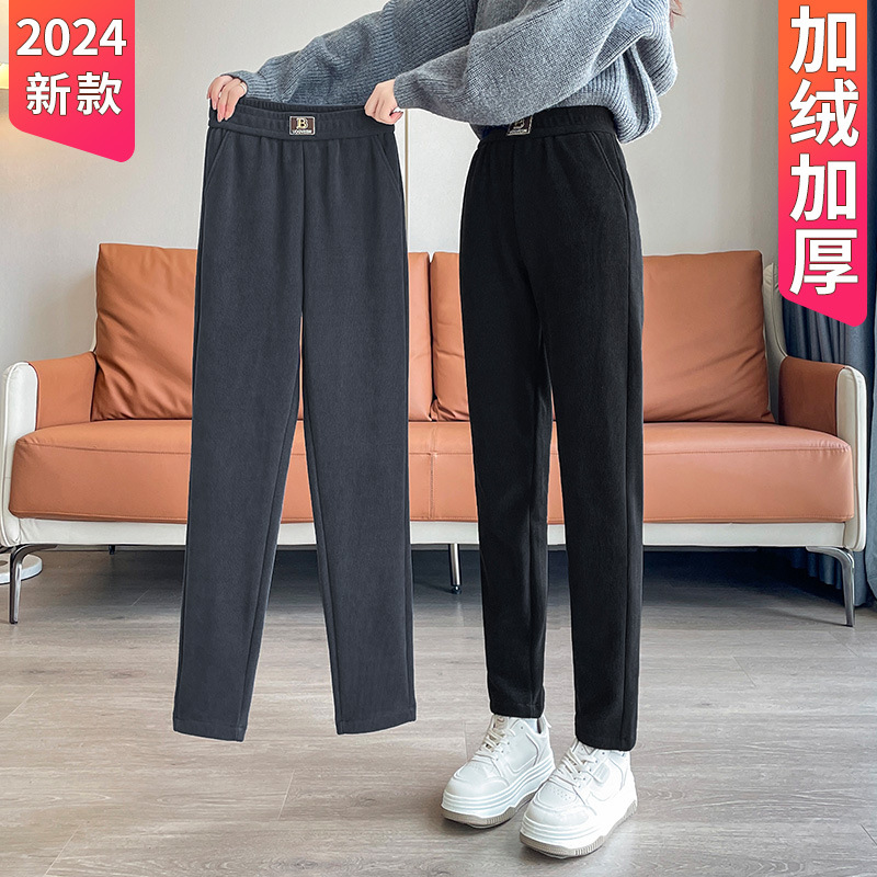 羊羔绒雪尼尔加绒女裤秋冬宽松哈伦灯芯绒运动裤加厚外穿保暖棉裤