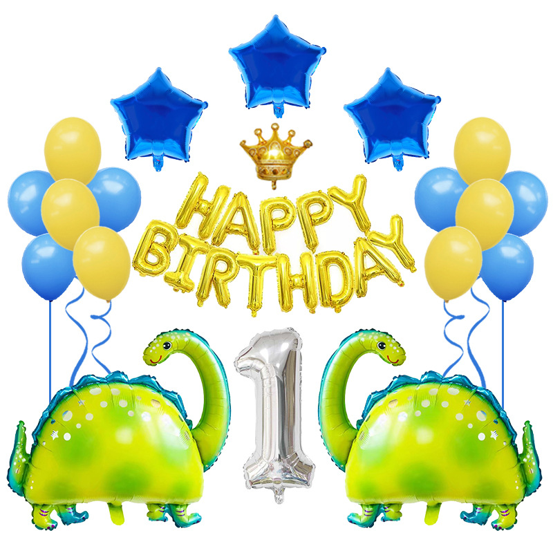 Dinosaur Balloon Set Happy Birthday Set Party Theme Decoration Background Aluminum Film Balloon