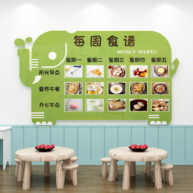 幼儿园午托托管班食谱展示板小饭桌文化墙贴公告栏文化墙贴纸布置