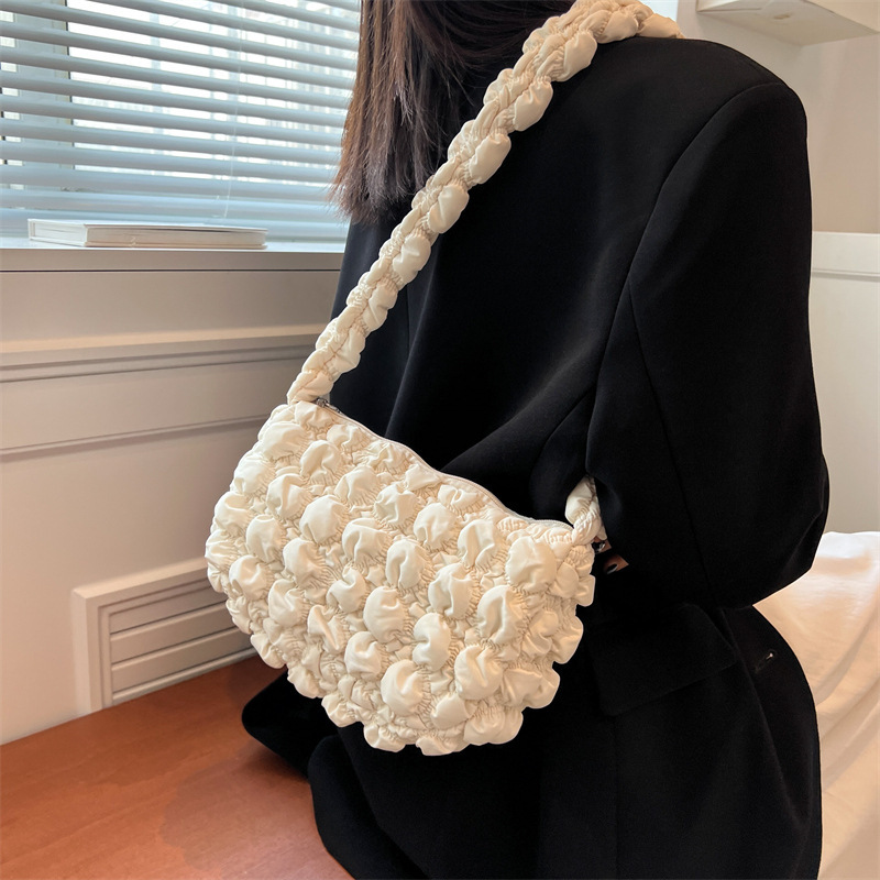 Trendy Women's Bags Bubble Clouds One Shoulder Underarm Bag Niche Personality Pleated Underarm Bag Western Style Daily Commuter Bag