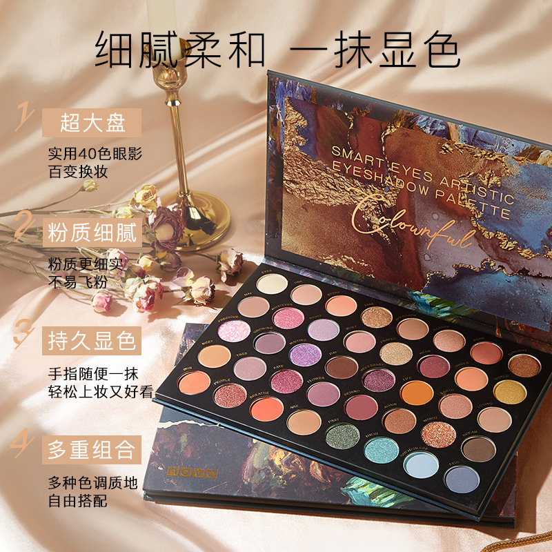 Domestic Novo Antique Oil Painting 40 Colors Eye Shadow Plate Matte Shimmer Fine Glitter Novice Earth Tone Eyeshadow