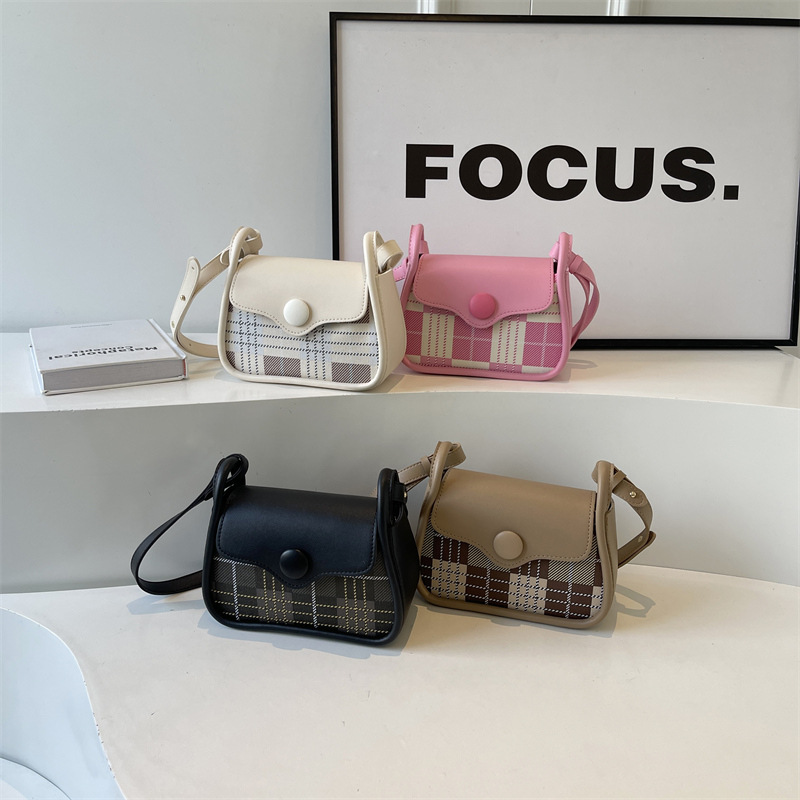 Korean Style Simple Western Style Shoulder Bag New Fashion Casual All-Match Plaid Handbag Crossbody Small Square Bag for Women