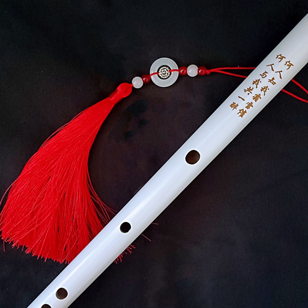 中国风白色竹笛子顾昀自学古风f横笛高端女cos仿古典精致民族乐器