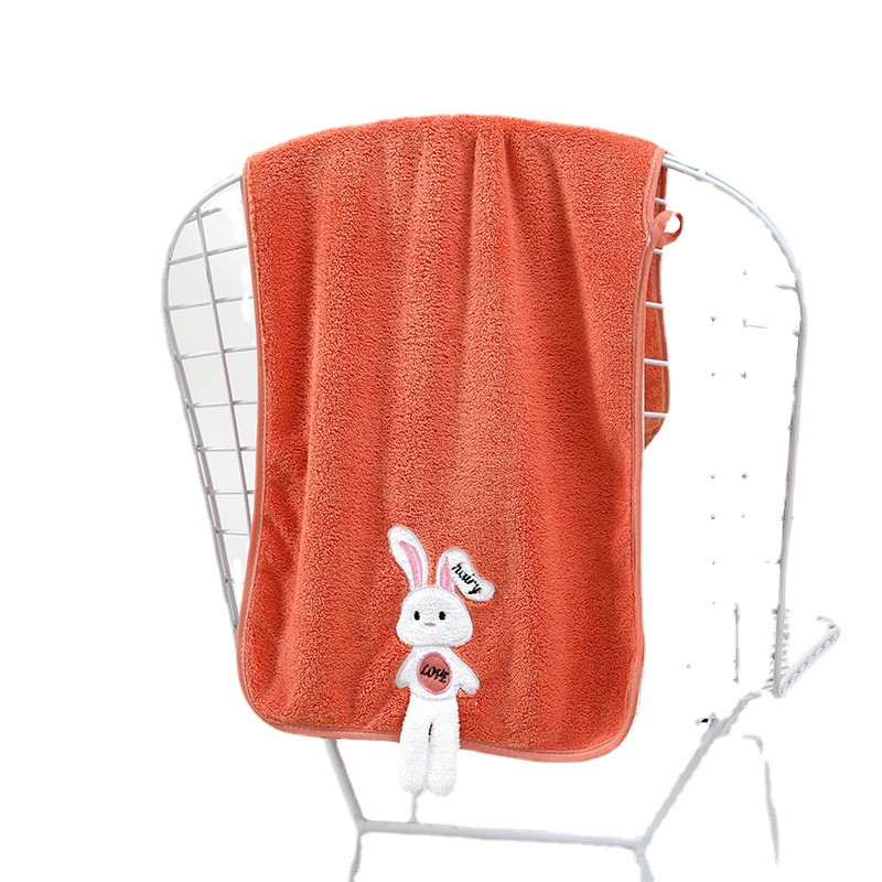Coral Velvet Rabbit Hair Drying Towel Cute Cartoon Towel Water-Absorbing Quick-Drying Face Towel Extra Thick No Hair Shedding Household Face Towel