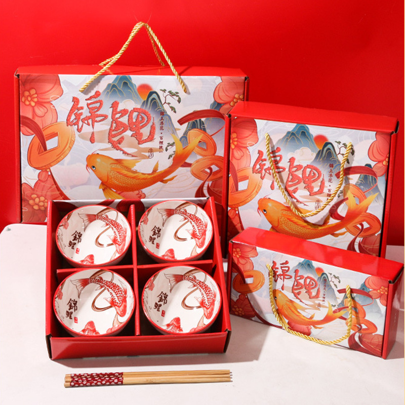 creative ceramic bowl tableware set bowl and dish gift box new dragon year bowl and chopsticks set opening sale gift bowl bowl set