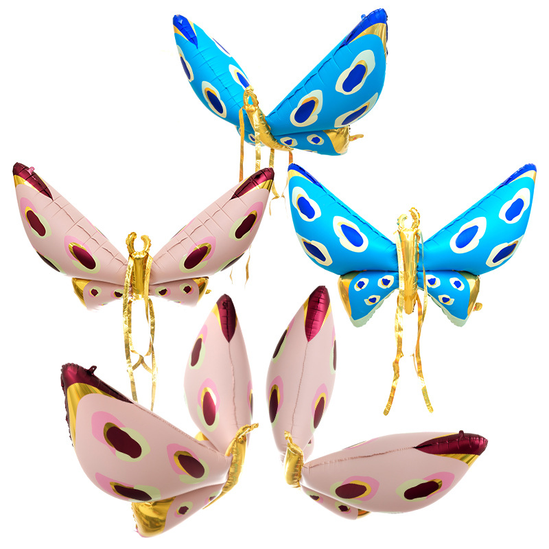 Inflatable Pink Butterfly Wings Wholesale Back-Mounted Wings Aluminum Film Balloon Children's Decoration Park Stall Toys