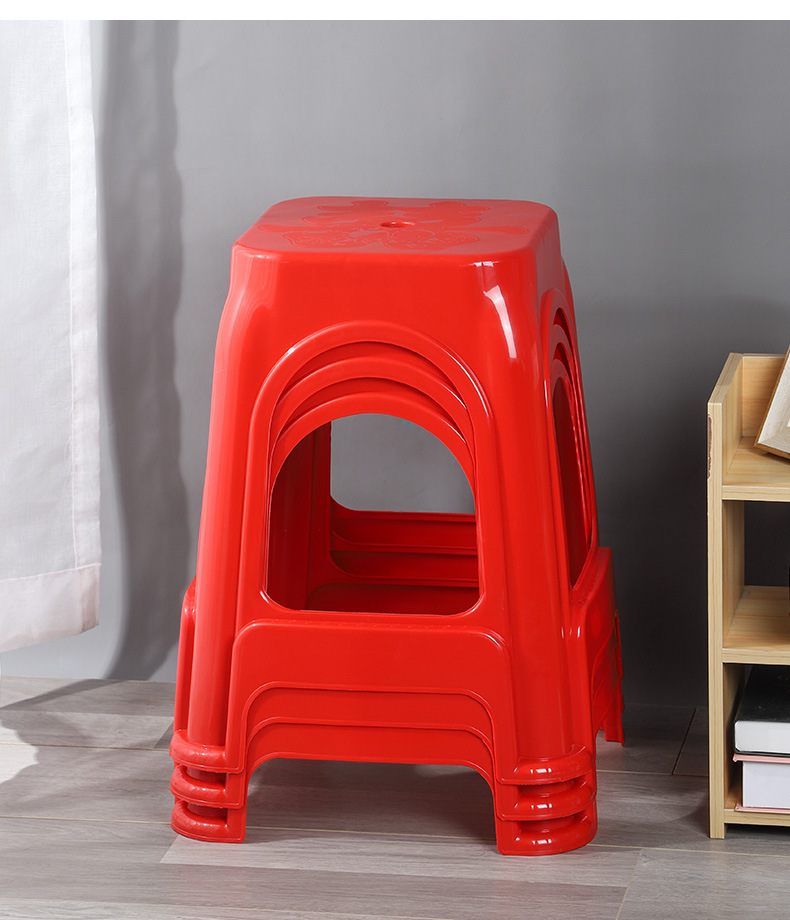 批发塑料凳子红色加厚家用椅子高凳夜市大排档塑胶板凳餐桌高脚凳