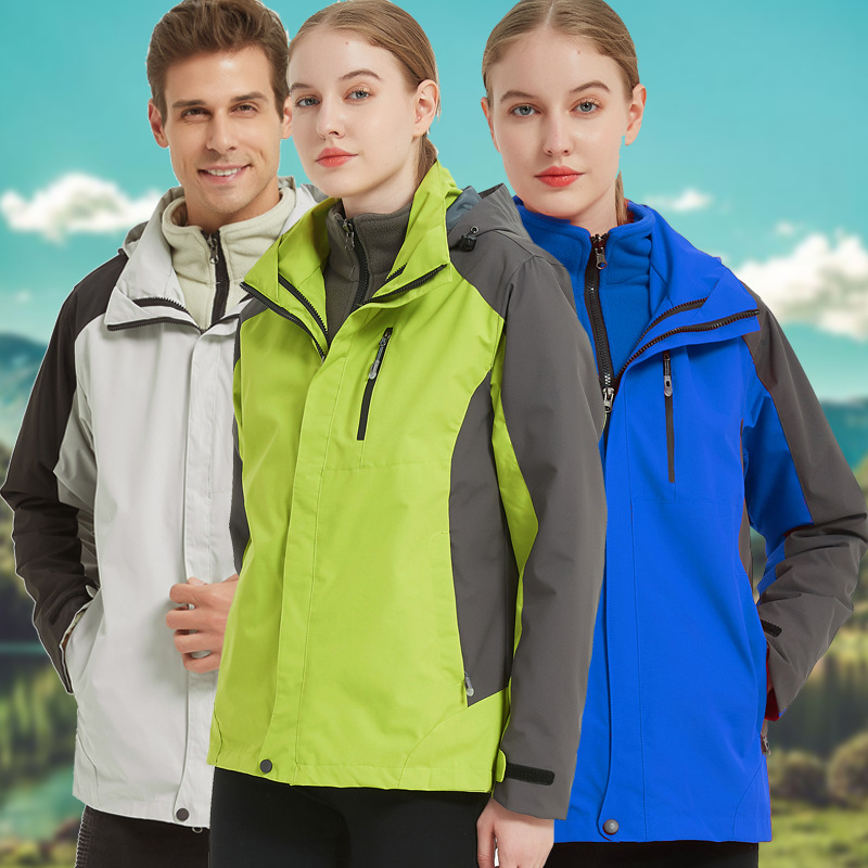 New Windcheater Outdoor Fleece Padded Coat Cold Protective Clothing Two-Piece Warm Shell Jacket Three-in-One Men's and Women's Work Clothes