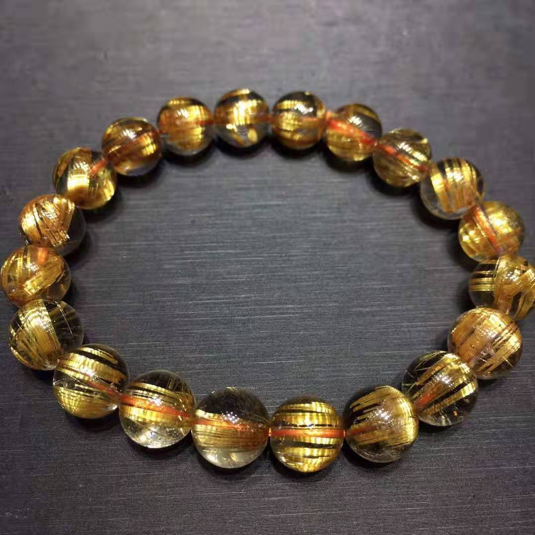 天然钛晶手链 金钛晶手链男女款 钛晶手链手串 金发晶钛晶手链